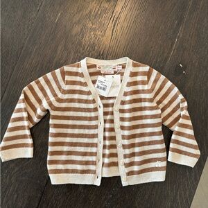Bonpoint Striped Brown and Cream Cardigan